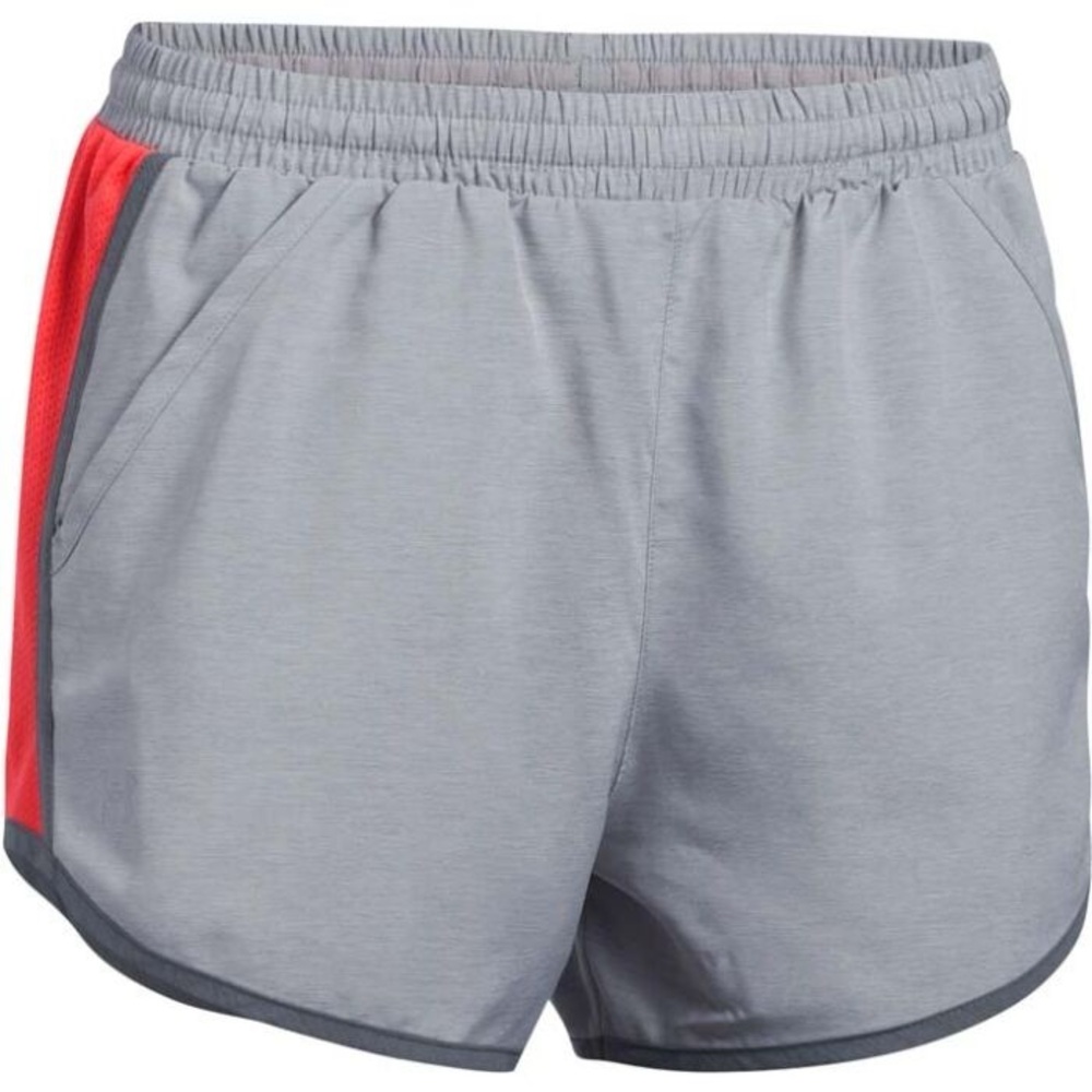 Under Armour Gray and Orange FLY BY Athletic Shorts with Dolphin Hem SIZE L - Picture 3 of 9